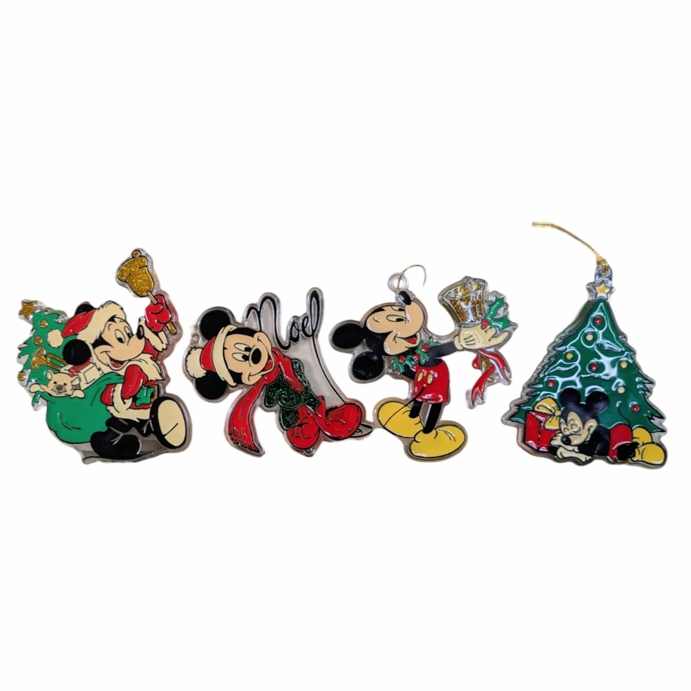 Vintage Disney Kurt Adler Mickey Mouse Christmas Tree Ornaments Set of Four (4)